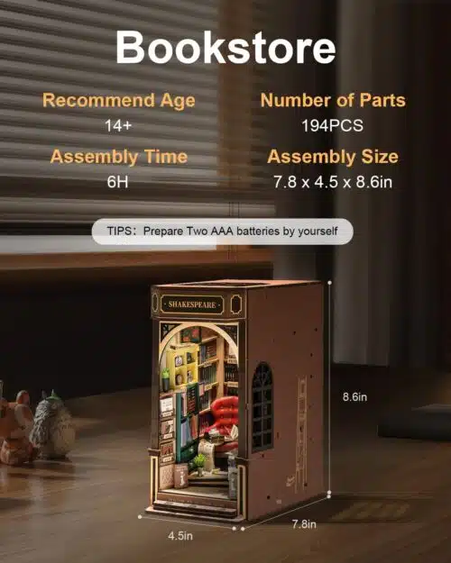 Robotime TGB07 Book Nook Shakespeare's Bookstore