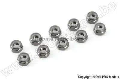 Zelfborgende zeskantmoer M2 gun Metal aluminium 10st