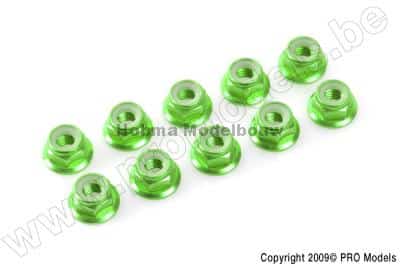 Zelfborgende Zeskantmoer Met Flens M4 groen 10 St