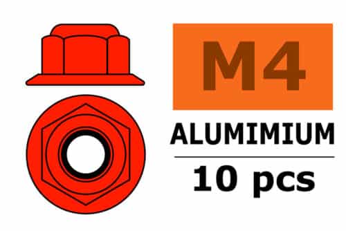 Zelfborgende Zeskantmoer Met Flens M4 rood 10St