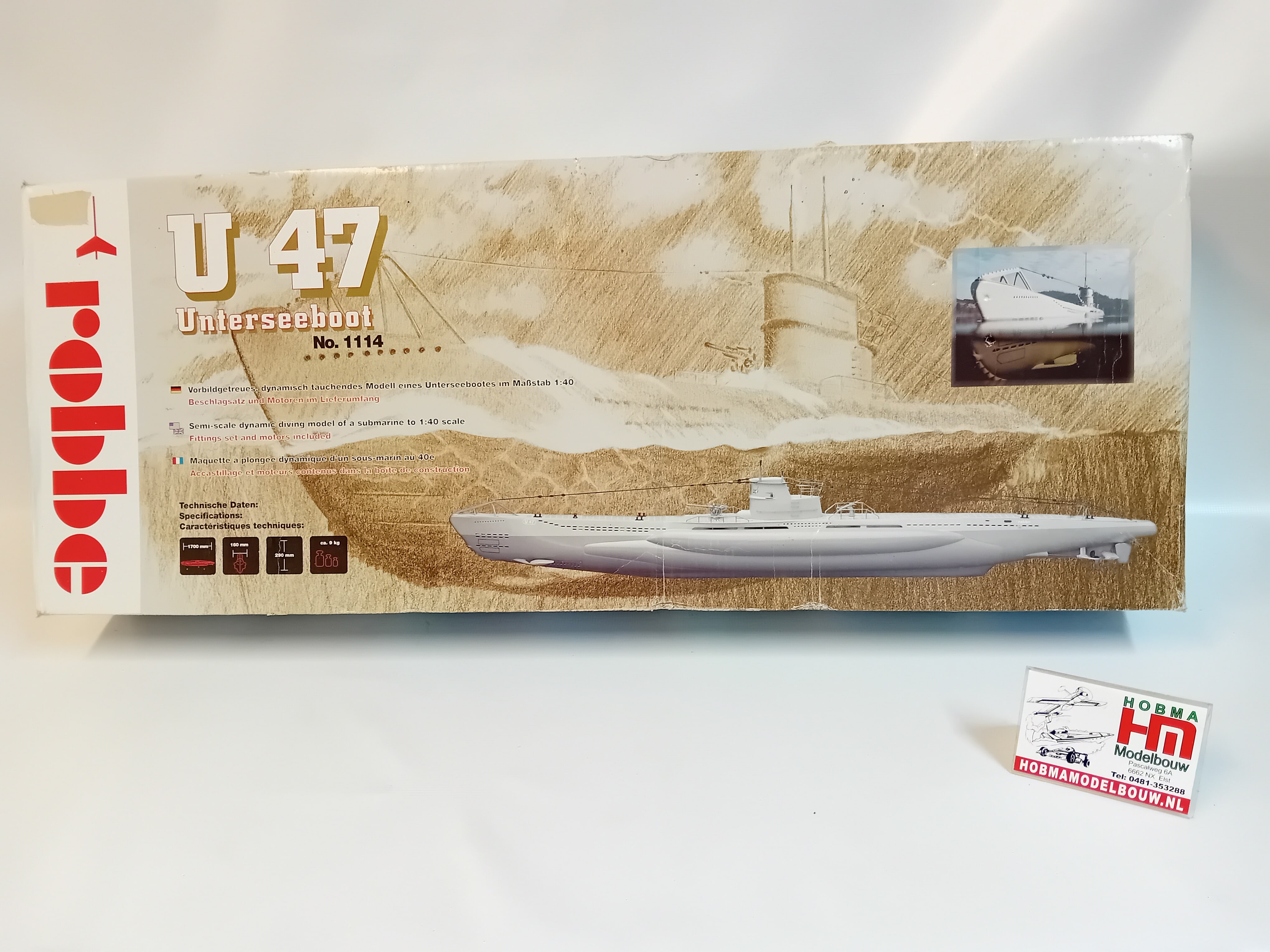 Robbe 1114 U47 type VII onderzeeër radiografisch bouwmodel schaal 1:40