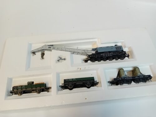 Fleischmann 1495/4 H0 1:87 Kraanwagen set met 3 wagons en kraanwagen