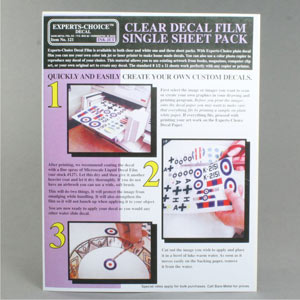Ink Jet decal sheets clear ( 21.59 x 27.94 cm) 1 st