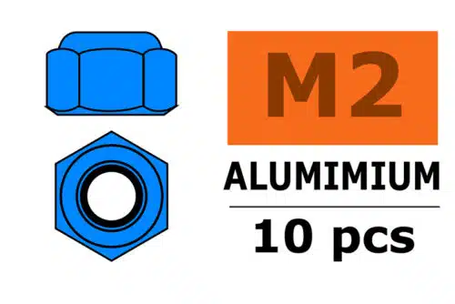 Zelfborgende zeskantmoer M2 Blauw aluminium 10st
