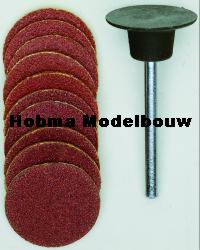 Proxxon 28982 Schuurschotel 18 mm. + 10 schuurschijven (elk 5 st k 120+ k 150 )