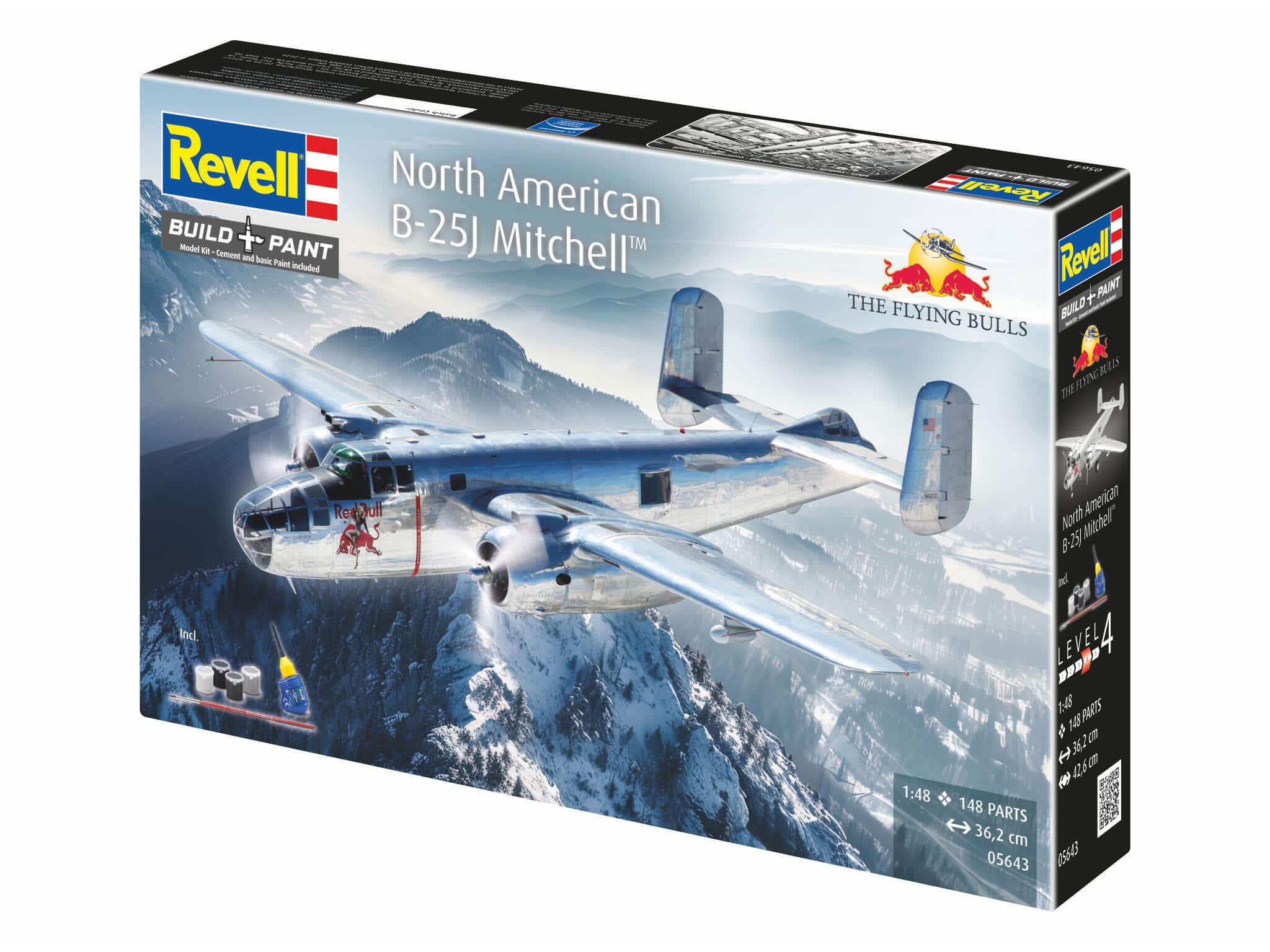 REVELLl 05643 North American B-25J Mitchel flying bullsl met verf en lijm