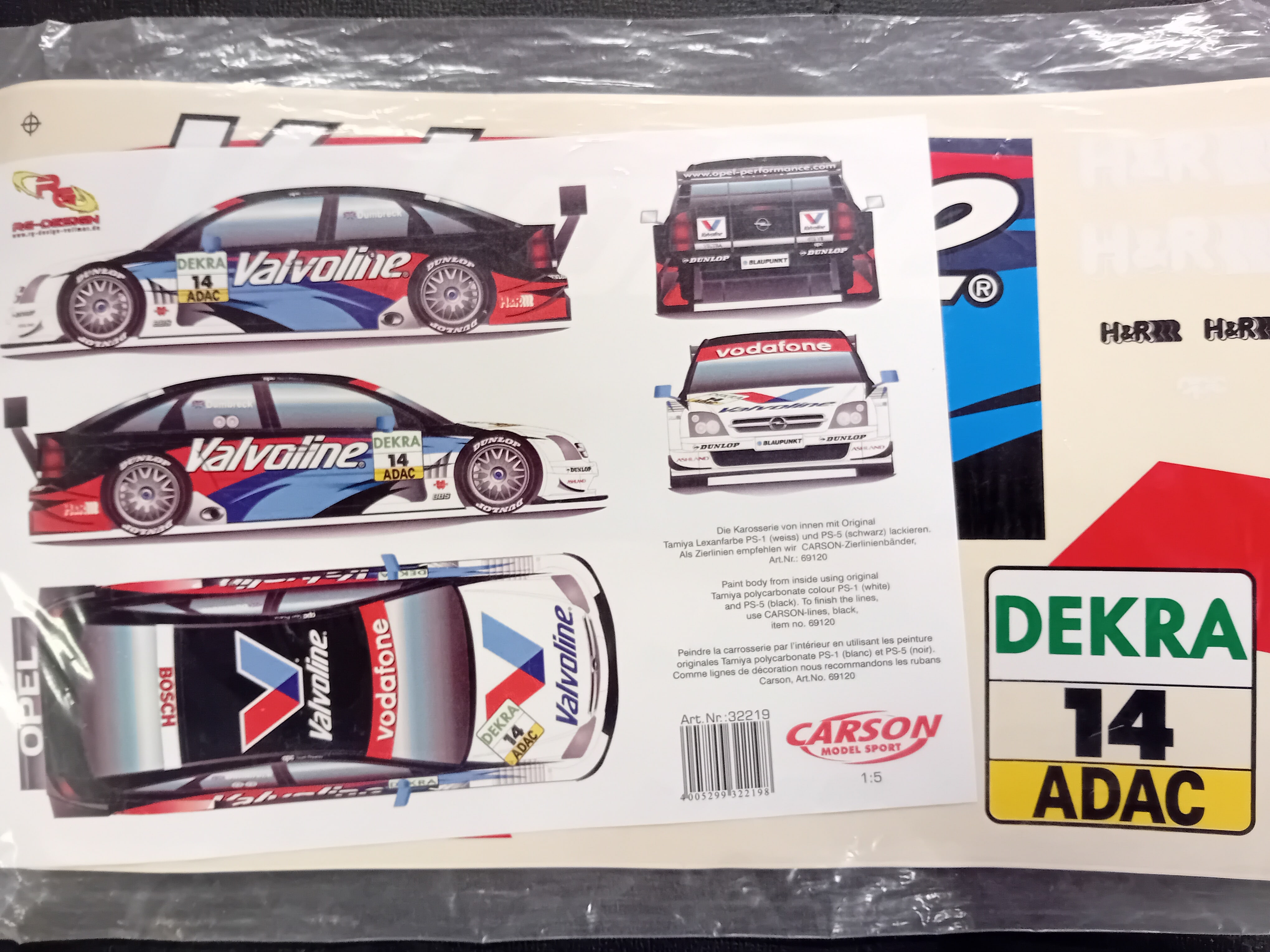 Carson 32219 stickerset Opel Team Valvoline 1:10