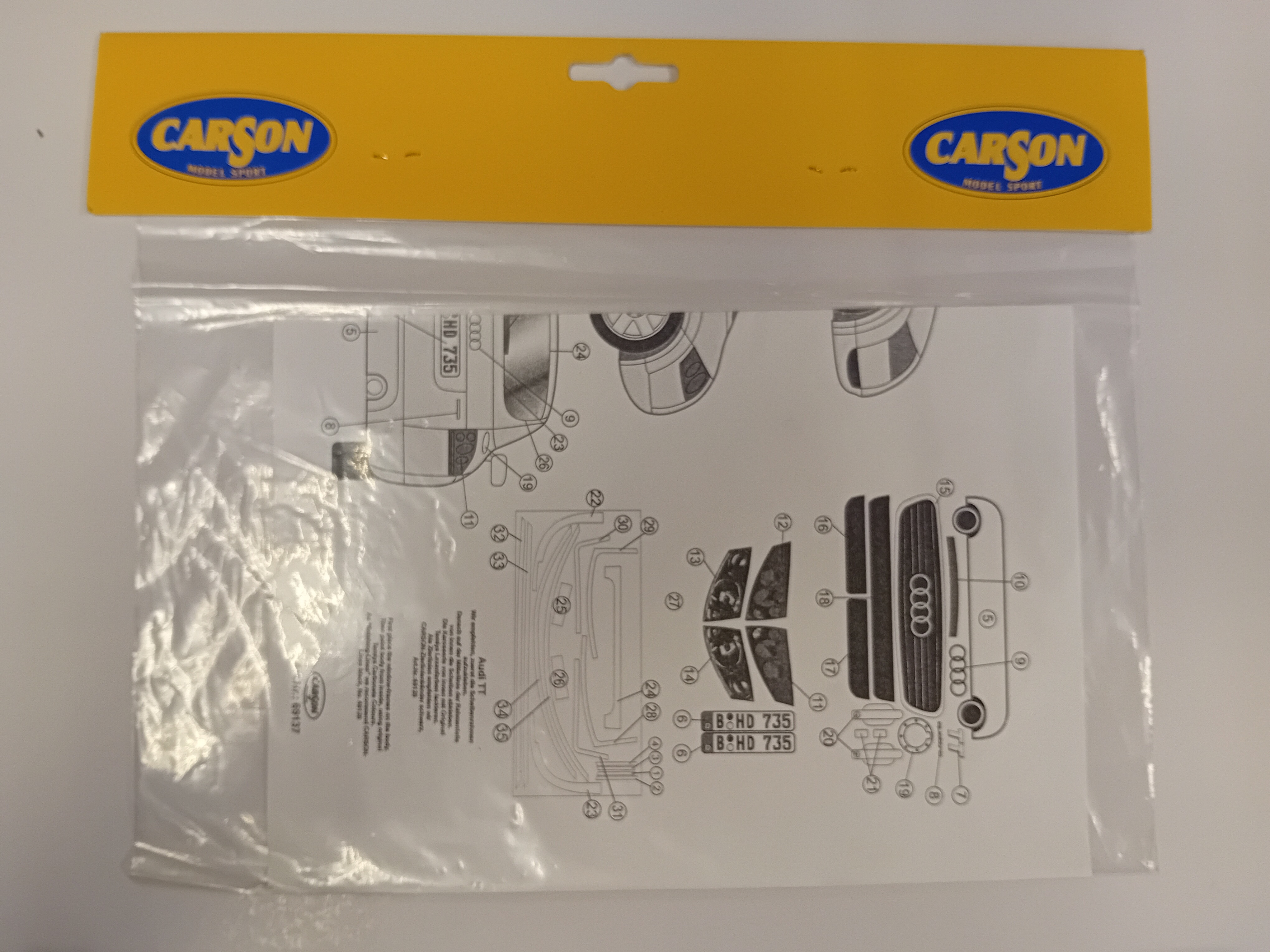 Carson 69137 Sticker Audi TT smal 1/10