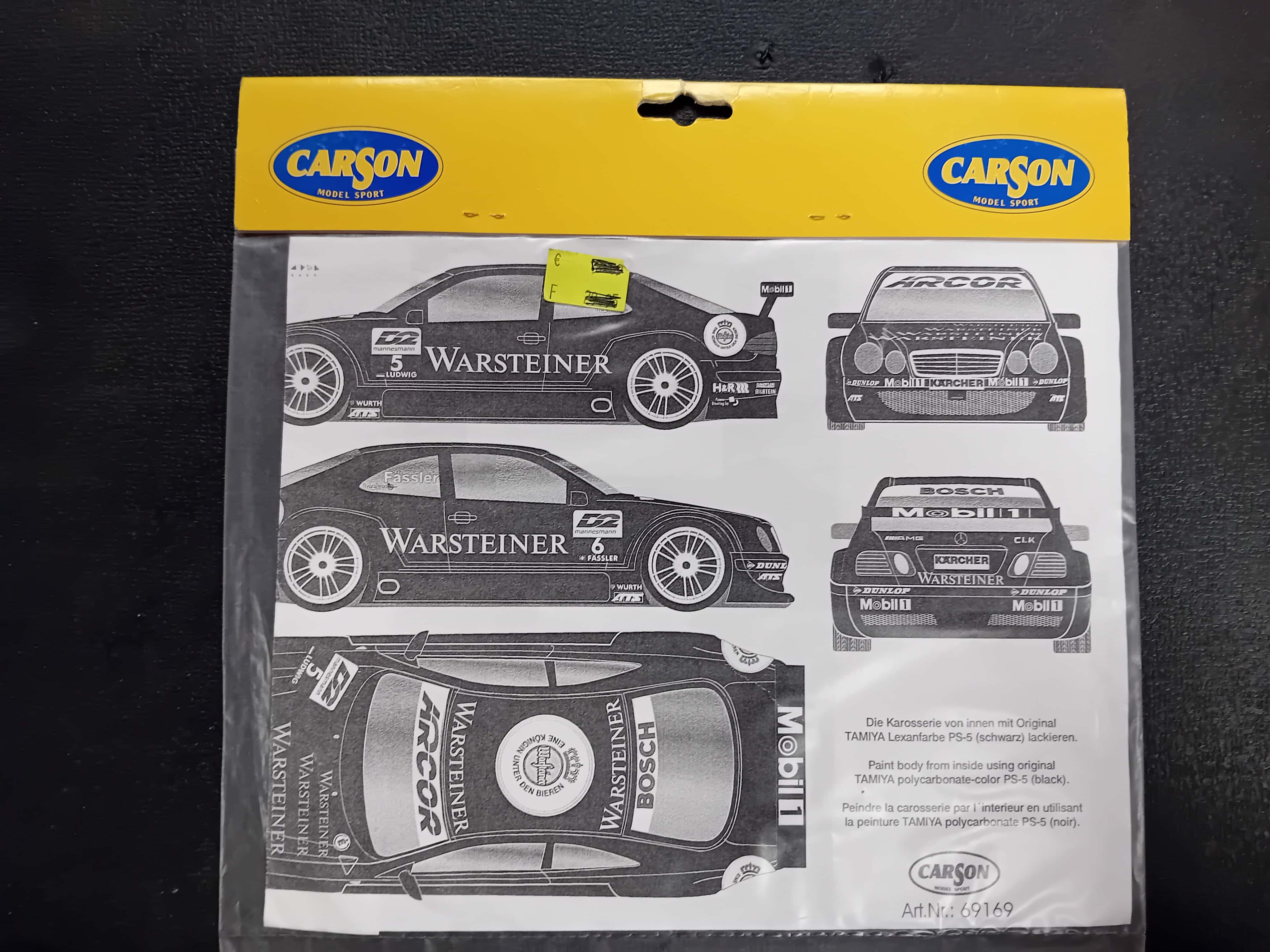 Carson 69169 Stickerset Speedy Mercedes Warsteiner DTM 1:24