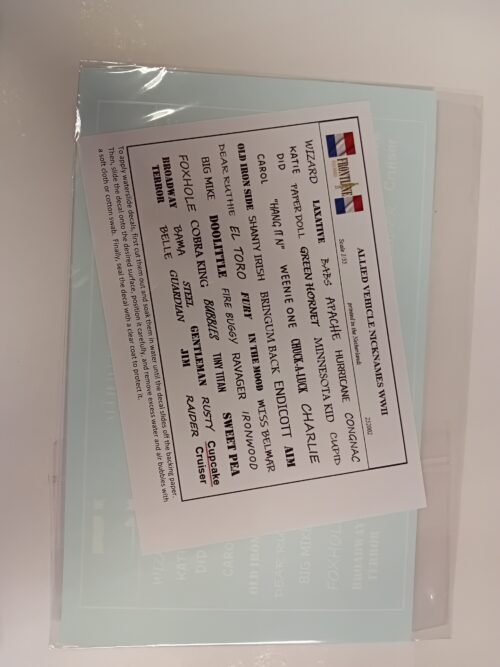 Frontline scale models 252002 Allied vehicle nicknames WWII decals