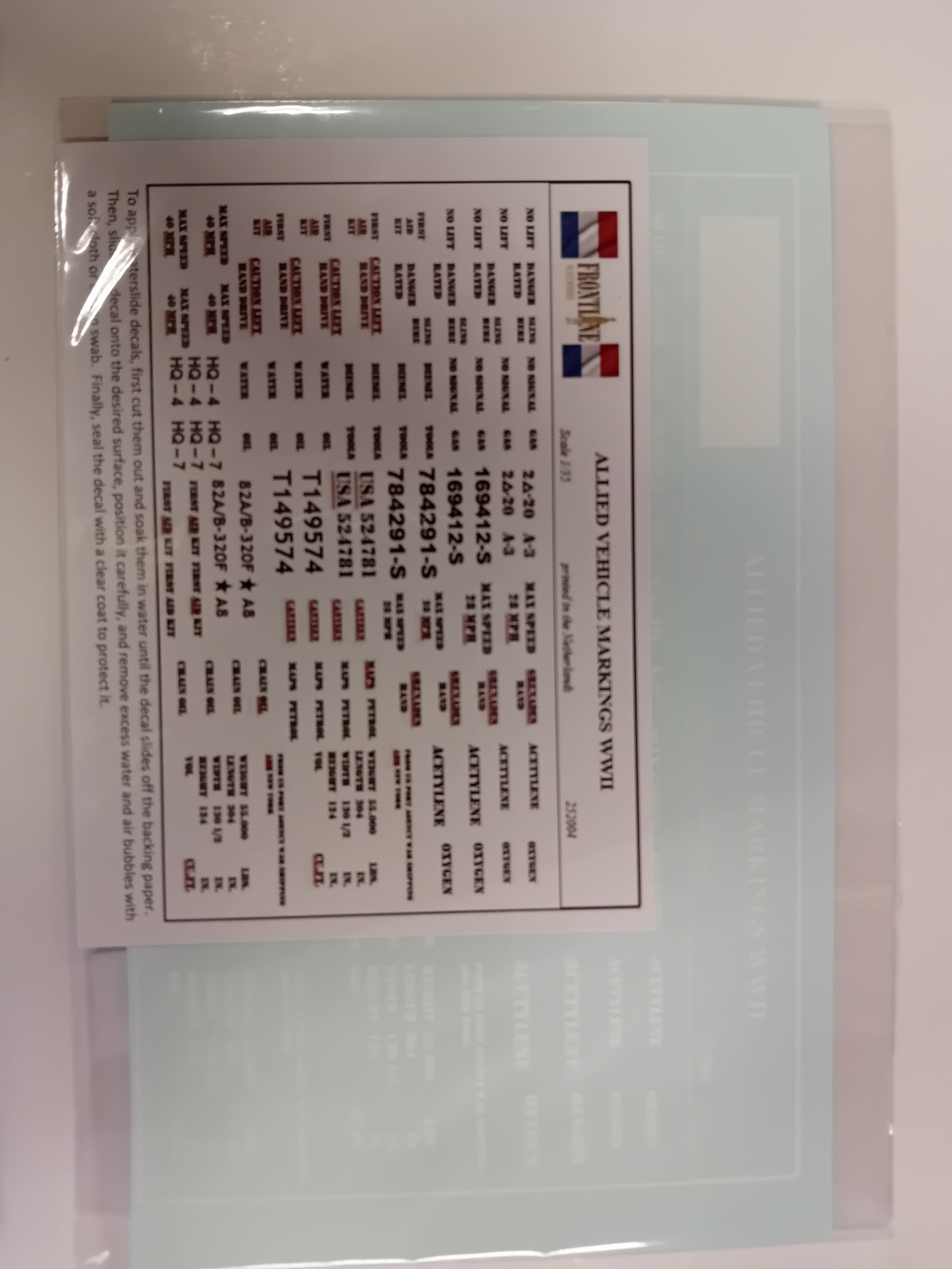 Frontline scale models 2520024 Allied vehicle markings WWII decals