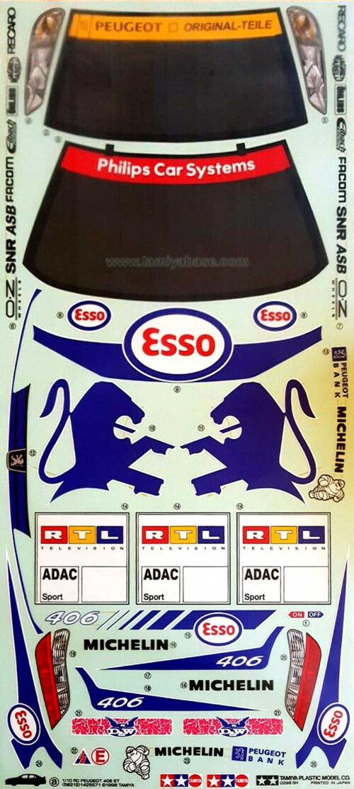 Tamiya 58212 Peugeot 406 ST Decalsheet 1:10
