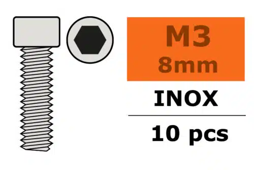 Cilinder bout Met inbus RVS m 3 X 8 mm 10 St