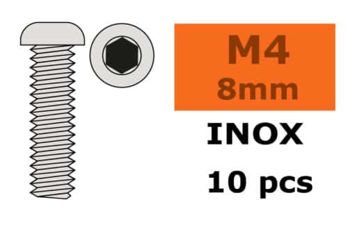 Laagbolkop bout RVS inbus m 4 X 8MM 10 St
