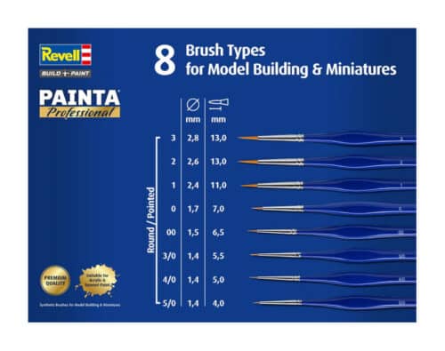 REVELL 39560 Painta Professional Basic Set Maat 00, 1, 2, 3 Synthetische penselen voor modelbouw