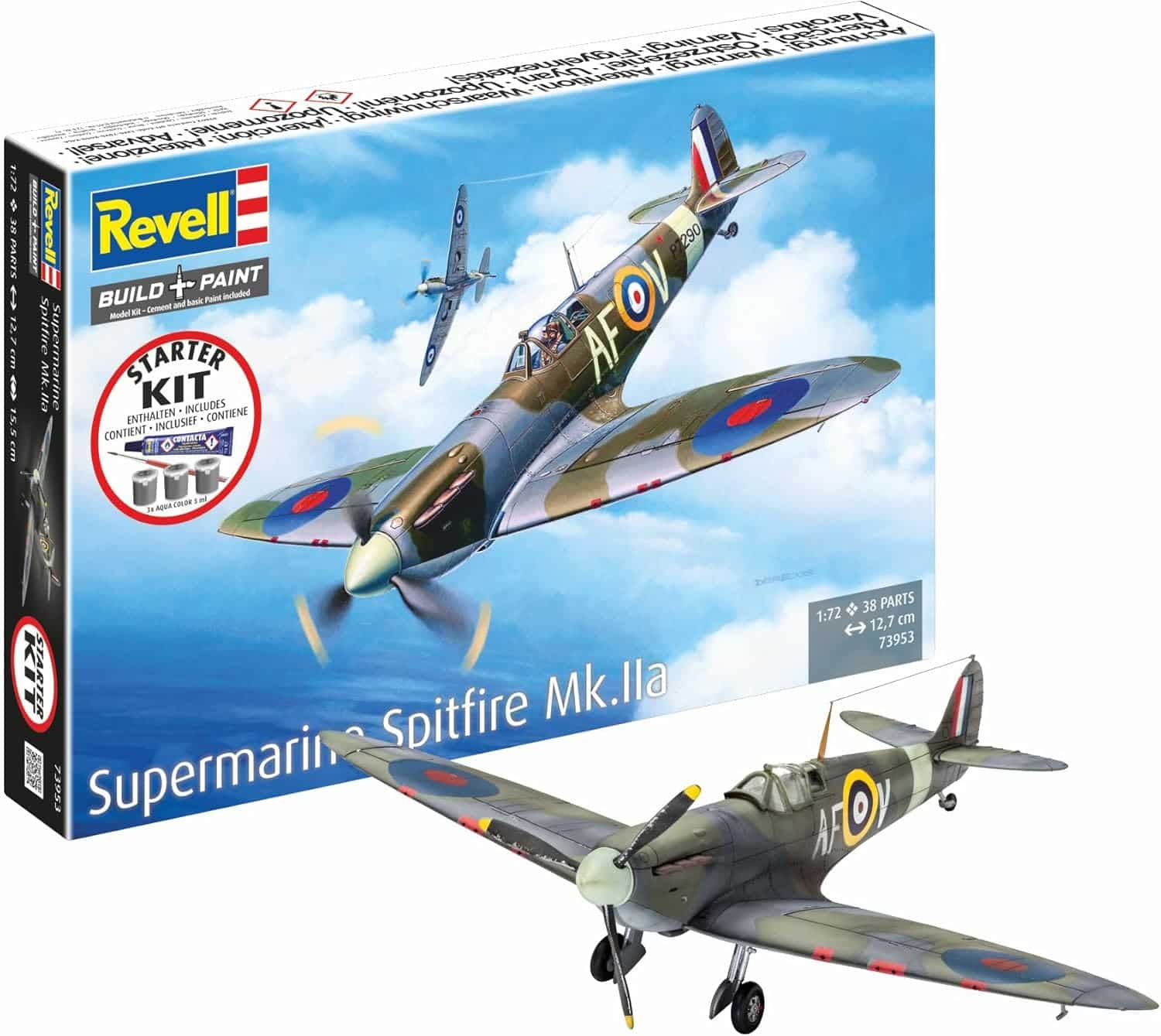 REVELL 73953 Supermarine Spitfire Mk.IIa Starter Kit Plastic met verf en lijm
