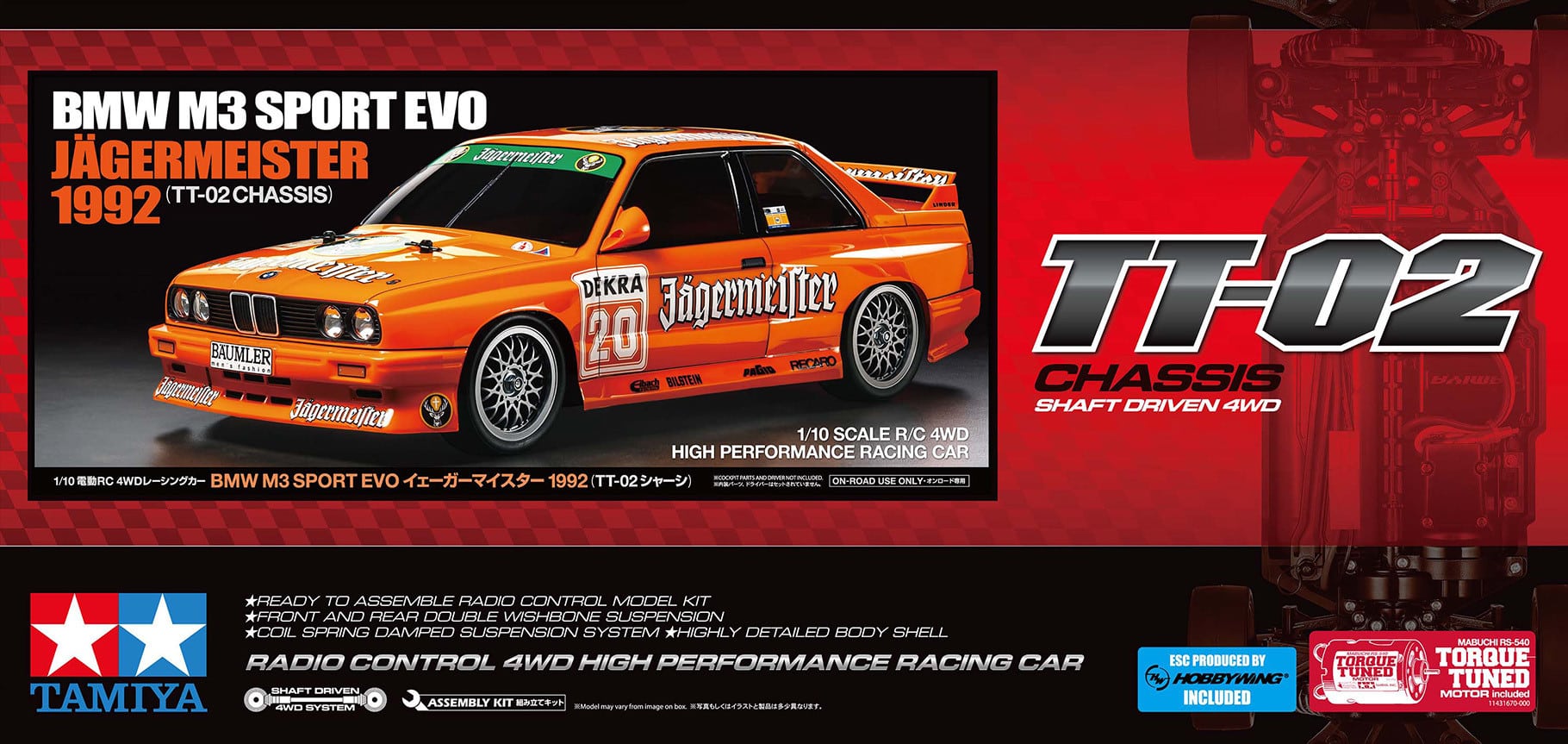 Tamiya 58760 TT-02 BMW M3 Sport Evo Jägermeister 1992 1:10