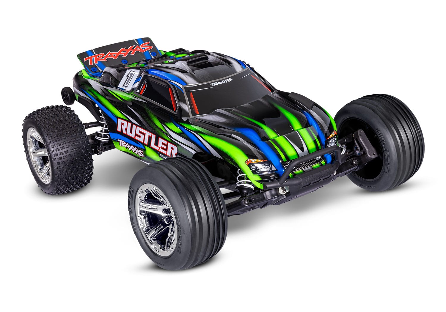 Traxxas 37354-4 Groen Rustler 2WD brushless RTR excl. accu en lader