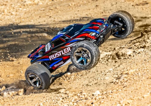 Traxxas 37354-4 Rood Rustler 2WD brushless RTR excl. accu en lader