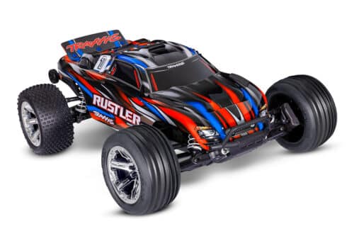 Traxxas 37354-4 Rood Rustler 2WD brushless RTR excl. accu en lader