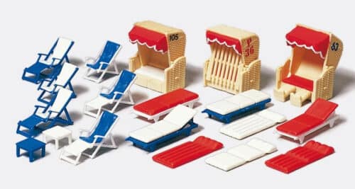 Preiser H0 17308 bouwpakket - verschillende soorten strandstoelen